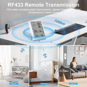 Stazione Meteo WiFi Tuya Termometro Digitale Igrometro da Interno Sensori di Temperatura e Umidità RF433 per Interni ed Esterni Orologio da Tavolo e da Parete - Product Image 3