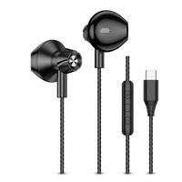 Écouteurs intra-auriculaires filaires WISDOMUP EJ-64 Type-C étanches IPX-5 avec chipset JL, basses profondes, son stéréo HiFi, codec AAC et cordon de 1,2 m