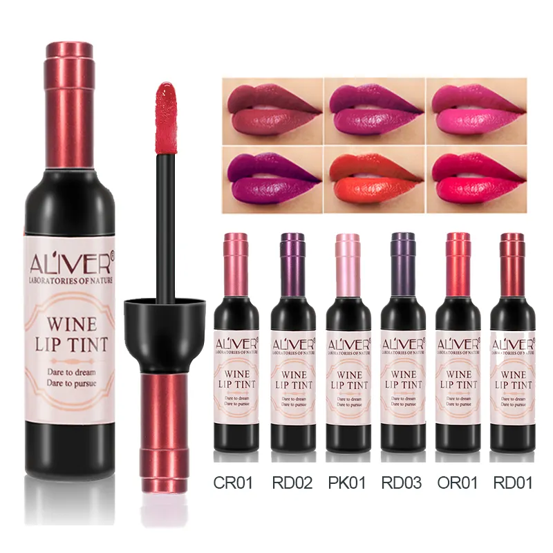 OEM Private Label Hot Sale 6 Colors Wine Bottle Liquid Lipstick Matte Long Lasting Waterproof Lipstick Lip Gloss