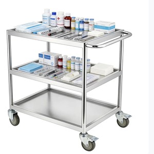 Carrito de Acero Inoxidable de Tres Niveles Chengfa 70x50x90cm Para Uso en Salones y Clínicas - Product Image 2