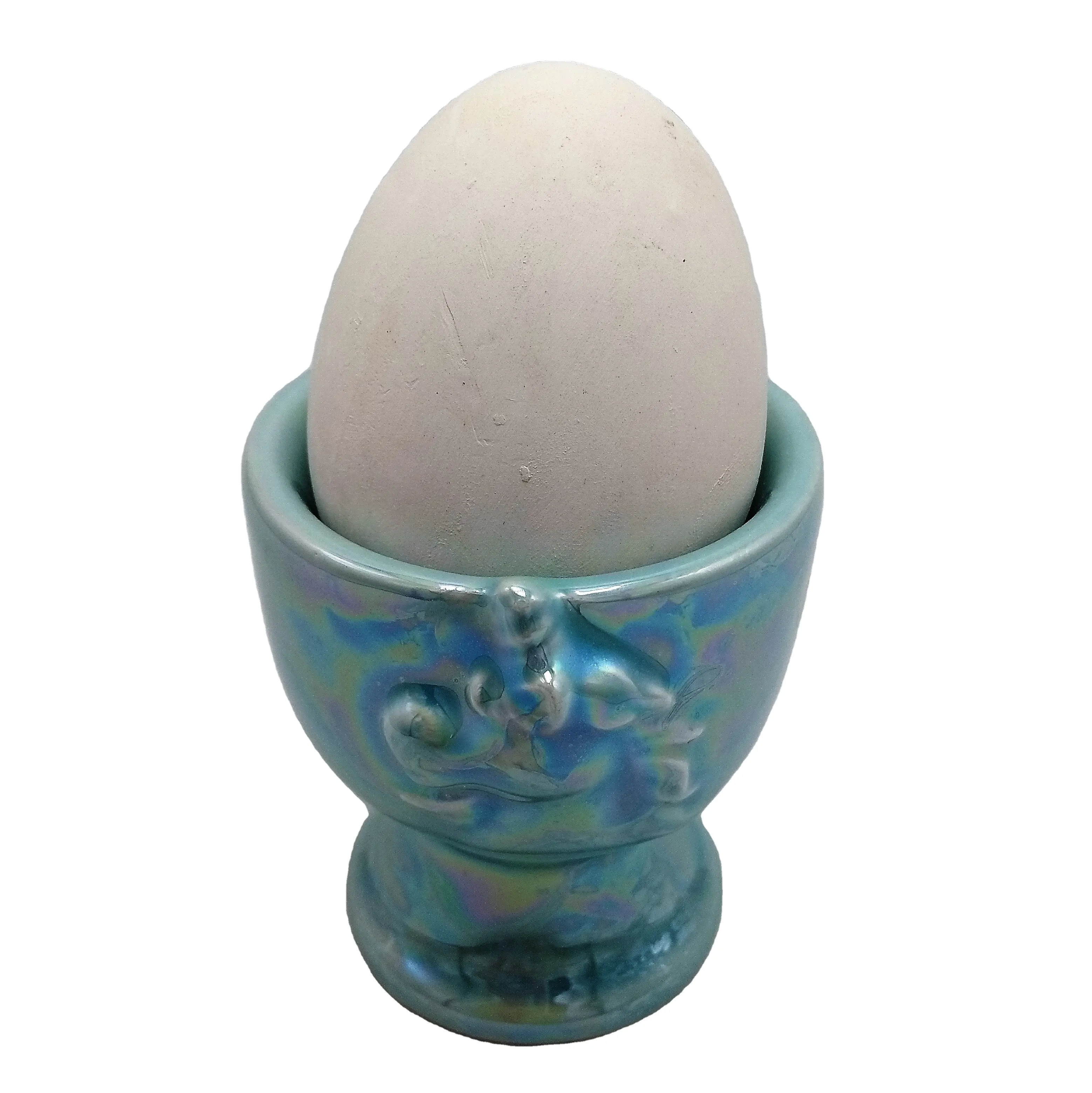 กําหนดเองรูปทรงหรือโลโก้ใด ๆ ยอดนิยมถ้วยไข่ยูนิคอร์นชุบมุกสีฟ้าที่วางไข่เซรามิกยูนิคอร์น