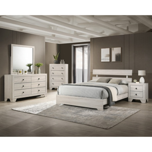 Two <b>Drawers</b> <b>Storage</b> Nightstand White Wash Finish Wooden Bedroom Furniture - Product Image 5