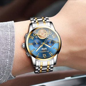 Montre FNGEEN pour homme, style business tendance, tourbillon, quartz, acier inoxydable, multifonctionnelle, non mécanique, 30 m d'étanchéité - Product Image 2