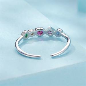 แหวนนิ้วมือสีสันสดใสราคาถูกสำหรับเด็กผู้หญิงแหวนเงินสเตอร์ลิงเรียบง่ายเครื่องประดับแฟชั่นปรับได้แหวนหินธรรมชาติ - Product Image 6