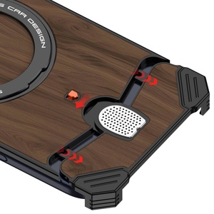 Luxury Walnut Wood Back Panel Magnetic <b>Phone</b> Case for iPhone 18 17 Pro Max With 360° <b>Ring</b> Stand Aluminum Metal Frameless Cover - Product Image 4