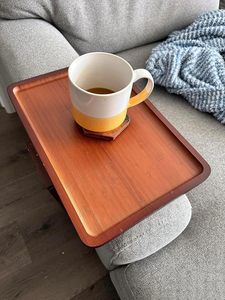 Clip en bambou sur canapé Table <span class=keywords><strong>accoudoir</strong></span> plateau canapé Table d'appoint pour salon collations ordinateur portable porte-livre chevet Portable bureau - Product Image 4