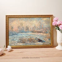 Peintures de paysages européens, fleurs, art mural vintage à l'huile, cadre en bois, toile, décoration murale pour la maison, mariage, luxe