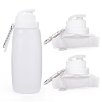 Gourde pliable en silicone avec logo personnalisé, en stock, bouteille de sport pliable, gourde portable pour les athlètes de plein air
