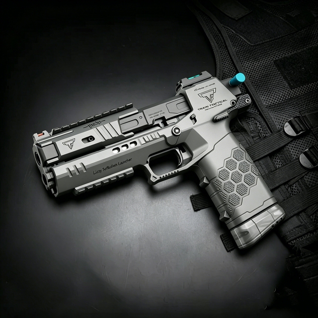High Quality XIAO YUE LIANG X990A Electronic Automatic Reload Shooting Blaster Gun Eject Nylon Bullet Pistol Toy Safety 14+