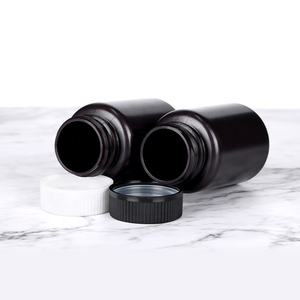 Custom Matte Black HDPE Medicine <b>Bottle</b> 100ml 120ml 150ml <b>200ml</b> Vitamin Pill Container Child Resistant Metallic Cap BPA Free - Product Image 1