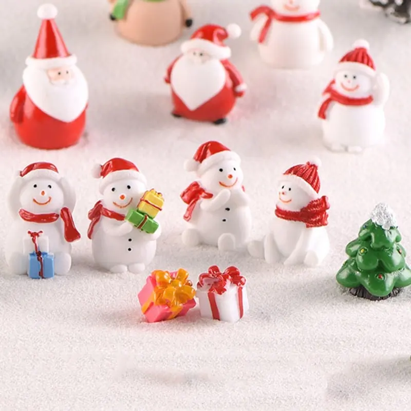 Мини-игрушка, топпер для торта из смолы, Рождественский Декор Санта-Клаус, лось, экшн-фигурка, снеговик, украшения для сада