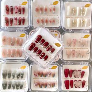 Nouveaux designs, faux ongles de luxe à la mode, marque privée personnalisée, cercueil, diamant, ongles à pression faits à la main - Product Image 1