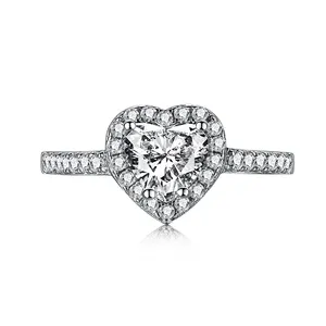 Dylam Anillos De Mujer Dainty Rings Personalized Ring Heart Zircon Silver 925 Sterling Engagement Wedding