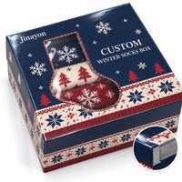 Maßgefertigte Weihnachts-Wintersocken-Schachteln mit Basis und Deckel mit Klarem PVC-Fenster CMYK-Bedruckte Beschichtete Papiergeschenkboxen für Feiertagsbasteleien