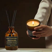 AIKUN Set hadiah aromaterapi kaca mewah, dengan lilin beraroma tahan lama dan Diffuser buluh untuk hadiah bisnis perusahaan