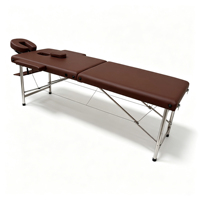 Table de massage pliable portable à 2 sections avec pieds en acier inoxydable, table de thérapie professionnelle pour spa avec appui-tête