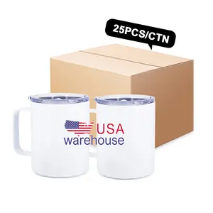 Süblimasyon boşlukları 12oz kahve kupalar özel Logo baskılı toptan 12oz süblime kahve kupası kolu ile