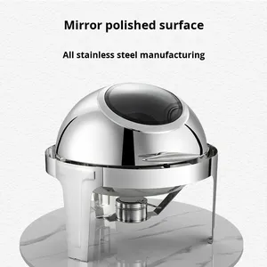 Juego de Recipientes para Calentar Comida Redondos, Modernos y Sencillos, de Acero Inoxidable Dorado de Lujo, para Catering, Buffet, Uso Doméstico y Comercial, OEM ODM - Product Image 4