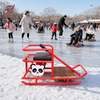 Wild Blade Luge pour enfants durable avec siège, châssis métallique rouge, design Panda, roues jaunes, poignée en caoutchouc