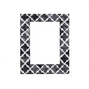 Handcrafted Eco-Friendly Durable Modern Customizable Bone Inlay Photo <b>Frame</b> with Floral & Geometric Design for Home Decor - Product Image 1