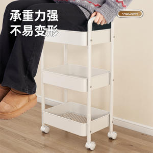 Chariot de rangement de cuisine moderne multi-niveaux avec roulettes, étagère portable pour légumes et fruits, chariot mobile en acier au carbone pour usage domestique - Product Image 4