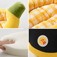 Coussin pour animaux de compagnie en forme de banane, personnalisé, fantaisie, en peluche à carreaux, pour chiens de petite et moyenne taille, chiots et chatons - Vente en gros
