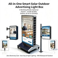 Doppelseitige Solarbetriebene Leuchtkasten-Stangenhalterung IP65 Wasserdichtes All-in-One-Modul Outdoor-Werbedisplay-Tafel