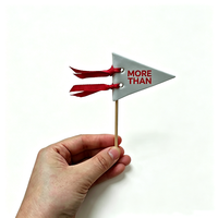 Drapeau triangulaire personnalisé avec bâton en bois, logo personnalisé, ruban, panneau décoratif pour cadeau, modèle ou plante en pot