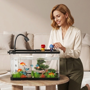 Pecera Pequeña Moderna <span class=keywords><strong>para</strong></span> Sala <span class=keywords><strong>de</strong></span> Estar o Aula, Completa con Sistema <span class=keywords><strong>de</strong></span> Filtración, Ideal <span class=keywords><strong>para</strong></span> Regalos <span class=keywords><strong>de</strong></span> Cumpleaños y Navidad, Venta al Por Mayor - Product Image 1