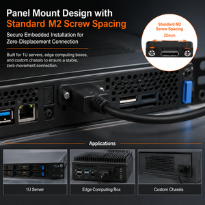 Cable USB 3.2 Gen2 Tipo E Macho a Tipo C Hembra de 1m 2m, Personalizado OEM y ODM, con Montaje en Panel, Blindaje Trenzado, Negro, Transferencia de Datos de 10 Gbps, Marca LUNG KAY - Product Image 3