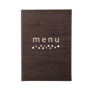 Porta Menu Tiziano in Pelle Marrone Rettangolare Resistente per Uso Ristorante - Product Image 1