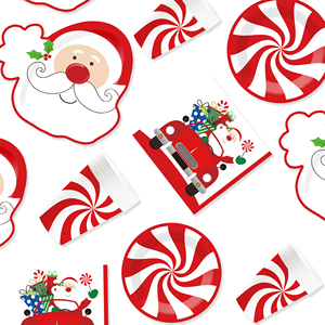 DAMAI Santa Claus and Ganggang Sugar Novelty-shaped Disposable Paper Plates, Paper Cups, Napkins for Christmas Parties - Product Image 2