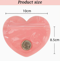 Sacs en plastique PVC en forme de cœur pour bijoux, bagues, boucles d'oreilles, emballage, sac de rangement, sacs à fermeture éclair pour petites entreprises, boutiques
