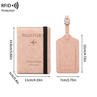 Porte-passeport en cuir PU personnalisé de vente chaude porte-passeport Rfid et ensemble d'étiquettes de bagage