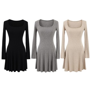 Vestido Casual Vintage para <span class=keywords><strong>Mujer</strong></span>, Cuello Cuadrado, Mangas con Volantes, Estilo Chic de Verano, Cintura Imperio, Vestidos <span class=keywords><strong>Mujer</strong></span> Lisos - Product Image 1