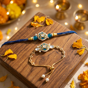 Handmade Rakhi For Brother Hexagon <b>Beaded</b> <b>Bracelet</b> With Pearl And Stone Bohemia Style Women's Jewelry handmade rakhi collection - Product Image 1