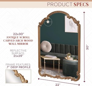 Espejo <span class=keywords><strong>de</strong></span> Pared <span class=keywords><strong>de</strong></span> Madera Tallada Estilo Inglés, Espejo Decorativo Antiguo <span class=keywords><strong>para</strong></span> Entrada, Sala <span class=keywords><strong>de</strong></span> Estar, Baño - Product Image 4