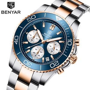 Benyar Men's Chronograph Watch Stainless Steel Japan Movement Water Resistant 10 Bar S002 - Product Image 1