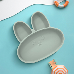 Set di Ciotole in Silicone per Bambini a Forma di Coniglio, Piatto per l'Alimentazione dei Bambini con Base Robusta, Facile da Impugnare, Resistente al Calore, Senza BPA - Product Image 1