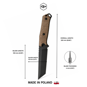 Couteau Tanto en acier O2 fait main, lame fixe pleine longueur, tactique et de survie, avec étui Kydex pour le bushcraft et le camping - Product Image 3