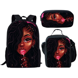 Conjunto de mochilas escolares Afro para niños, morral escolar con estilo para escuela <span class=keywords><strong>primaria</strong></span>, color negro, a bajo precio, cantidad mínima de 1 unidad - Product Image 3