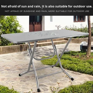<span class=keywords><strong>Tavolo</strong></span> pieghevole rettangolare moderno in acciaio inox per la casa all'aperto semplice quadrato lungo <span class=keywords><strong>tavolo</strong></span> da pranzo per soggiorno - Product Image 3