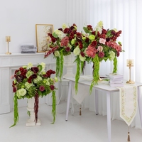 B019 Nouvelle Boule de fleurs rose poudré, bordeaux, rose, anthurium, hortensia, amarante verte pour centres de table, décoration de mariage, anniversaire, fête, événement