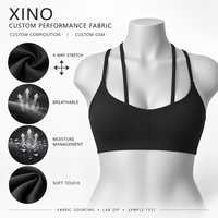 Soutien-gorge de yoga halter éco-responsable en tissu recyclé, séchage rapide, maintien élevé, avec logo frontal et design élégant au dos, idéal pour la course et le fitness