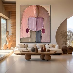 Art mural 3D, grande toile texturée épaisse, peinture abstraite colorée de personnes, art mural moderne vertical pour la décoration intérieure moderne et les galeries - Product Image 1