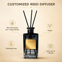 Diffuseur de parfum en verre dégradé de luxe grande capacité, étiquette dorée, végétalien, sans cruauté, marque privée, OEM, ODM, couleurs personnalisées