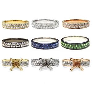 Hong Kong Design de fiançailles élégant 18k or blanc massif avec diamant véritable assorti bague de mariage d'éternité Simple pour les femmes - Product Image 4