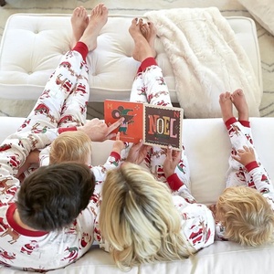 Setelan Piyama Keluarga Natal Berbahan Spandex dengan Cetakan dan Lengan Panjang, Dilengkapi Pinggang Elastis untuk Pakaian Tidur - Product Image 4