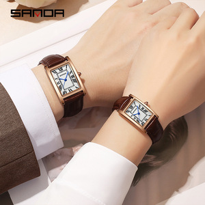 Sanda 1150 חם מכירה יוניסקס wristwatch רטרו קוורץ מרובע עם רצועת עור עמיד למים סגנון קסם - Product Image 2