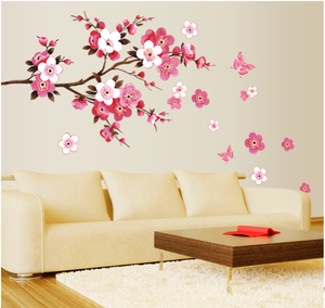Fleur de cerisier fleur arbre Branches sticker mural autocollants rose Floral <span class=keywords><strong>aquarelle</strong></span> <span class=keywords><strong>oiseaux</strong></span> PVC papier Art déco filles chambre pépinière - Product Image 4